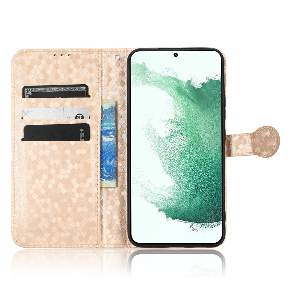 For Samsung Galaxy S23 Mobile Phone Cover Dot Pattern Imprinted PU Leather Anti-Scratch Wallet Stand Case with Strap For Samsung Galaxy S23 Mobile Phone Cover Dot Pattern Imprinted PU Leather Anti-Scratch Wallet Stand Case with Strap